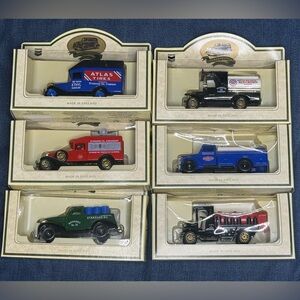 Chevron Commemorative Model Die Cast Metal Cars Trucks Vintage England Lot Of 6